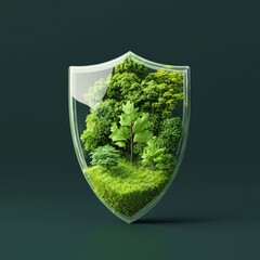 Eco-Friendly Shield with Lush Greenery