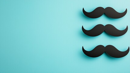 Canvas Print - Three black mustaches on a blue background