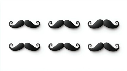 A row of black mustaches with a white background