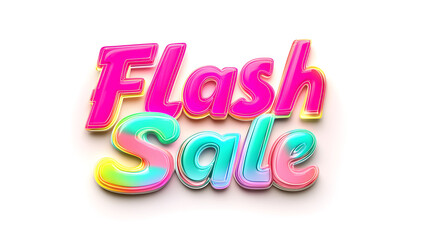 Flash Sale text in a retro, 80s-inspired font with bright colors like neon pink and green