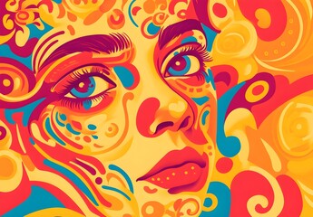 Sticker - Abstract Woman's Face in Vibrant Colors