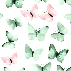 Canvas Print - Watercolor Butterflies Pattern