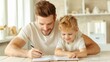 © Dream Vision - Father and son engaged in creative activity at home, warm atmosphere, bright room.