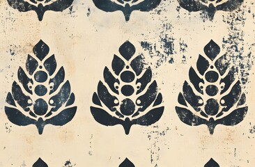 Canvas Print - Vintage Floral Pattern on Weathered Surface