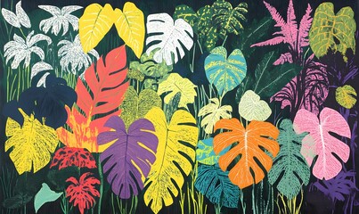 Wall Mural - Tropical Leaves Abstract Art