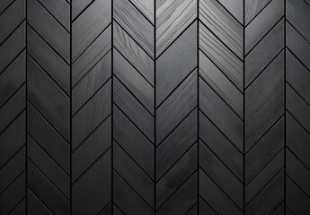 Canvas Print - Black Wooden Chevron Pattern