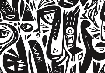 Sticker - Black and White Abstract Art