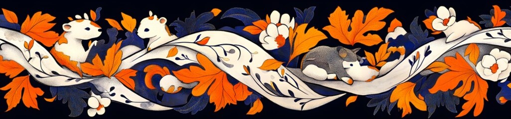 Wall Mural - Floral and Animal Pattern