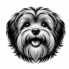 Wall Mural - Lowchen dog breed with a happy face vector silhouette illustration