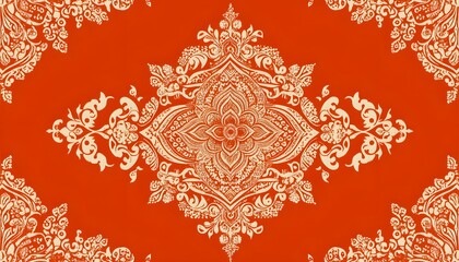 Poster - Orange and White Ornate Design