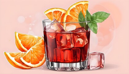 Wall Mural - Savoring the Essence of Italy: The Classic Negroni Cocktail Experience