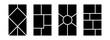 © vika_k - Image collage layout template set. Black mosaic mood board grid collection. Picture composition arrangement. Photo album or memory wall idea for banner, poster, mockup, flyer, brochure. Vector