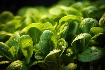 Wall Mural - A lot of green spinach on a green background, generative IA