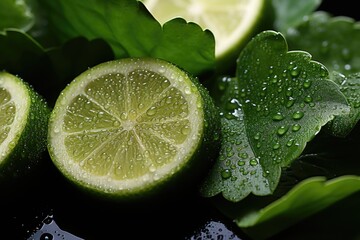 Wall Mural - Upper view of cucumber and spinach slices, generative IA