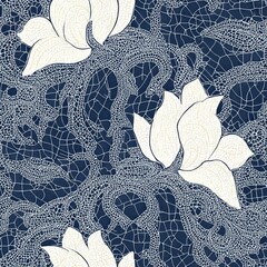 Wall Mural - Seamless pattern of lace with paisley motifs