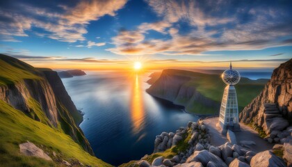 Wall Mural - Majestic North Cape Illuminated by the Enchanting Midnight Sun