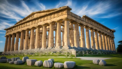 Wall Mural - Ancient Ruins of Paestum Showcasing Magnificent Temples and Historic Beauty