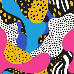 Wall Mural - Seamless pattern of playful pop art patterns