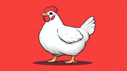 Sticker - A sleek, modern chicken leg icon in crisp white, perfect for apps or sites, set against a vibrant red backdrop.