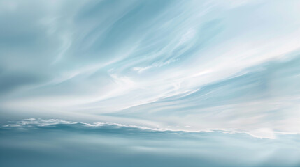 Wall Mural - Subtle, abstract cloud formations in light shades of blue and white, with a soft gradient that fades into the horizon. background wallpaper 