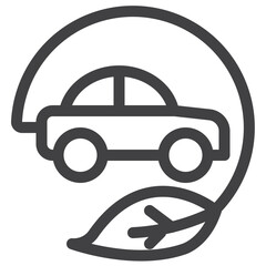 Simple friendly car outline icon on white background