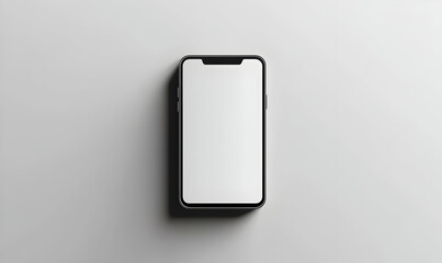 Smartphone with a blank screen on a white background