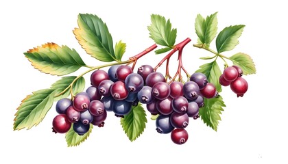 Canvas Print - Cranberry Watercolor Illustration with Delicate Hues on White Background