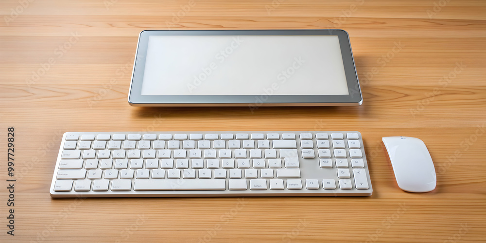 Computer keyboard and touchpad on desk, technology, office, workspace ...