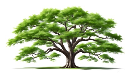 Wall Mural - Isolated Hickory Tree on a Crisp White Background