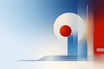 Abstract geometric background with red and blue elements, symbolizing balance, harmony, energy, and modern design.