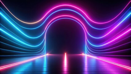 Dynamic neon wallpaper with glowing lines on black background,  render, abstract, neon, wallpaper, glowing, dynamic