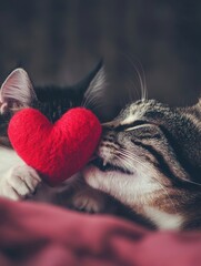 Canvas Print - Cats Love Heart.