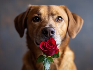 Sticker - Dog with Rose.