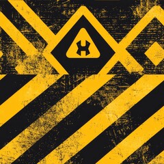 Seamless Pattern Of Warning Signs And Hazard Stripes