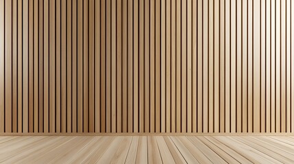 Wall Mural - Wooden slat wall with wooden floor in perspective.