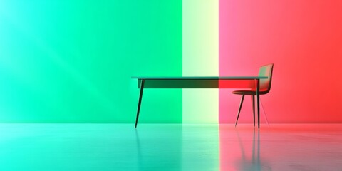 Aufkleber - Colorful Minimalist Office with Digital Glitch Art Light Effects Modern Technology and Business Fusion