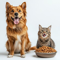 Canvas Print - Dog and Cat Food Bowl.