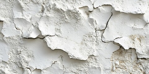 Canvas Print - Cracked white wall texture with peeling paint.