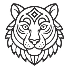 Poster - Animal Tiger head Mandalas outline silhouette vector art illustration - Transparent Background