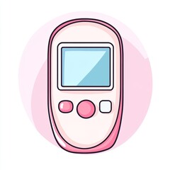 illustration features a blood glucose meter designed in a flat style with pastel colors against a white background, illustrating its importance in health management