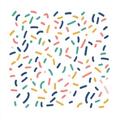 Sticker - Colorful confetti in pastel shades is scattered playfully across a simple white background, depicting a joyful celebration or festive occasion