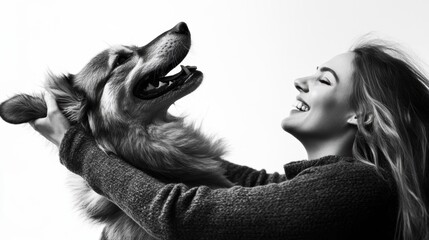 Wall Mural - Woman And Dog Joy.