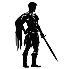 Gladiator Roman Warrior Silhouette Vector Transparent Background