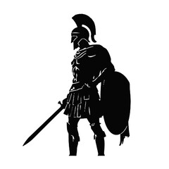 Gladiator Roman Warrior Silhouette Vector Transparent Background