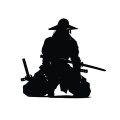 Samurai Silhouette Vector Illustration Transparent Background