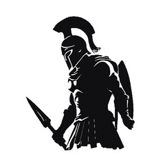 Wall Mural - Fearless Spartan Silhouette Vector Illustration Transparent Background