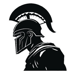 Sticker - Fearless Spartan Silhouette Vector Illustration Transparent Background