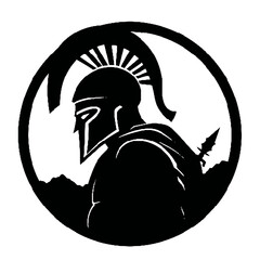 Wall Mural - Spartan Helmet Silhouette Vector Illustration Transparent Background