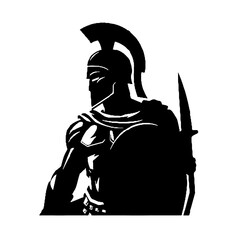 Wall Mural - Spartan Warrior Silhouette Vector Illustration Transparent Background