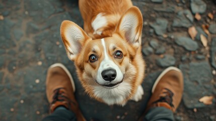 Poster - Happy Dog Looking Up.